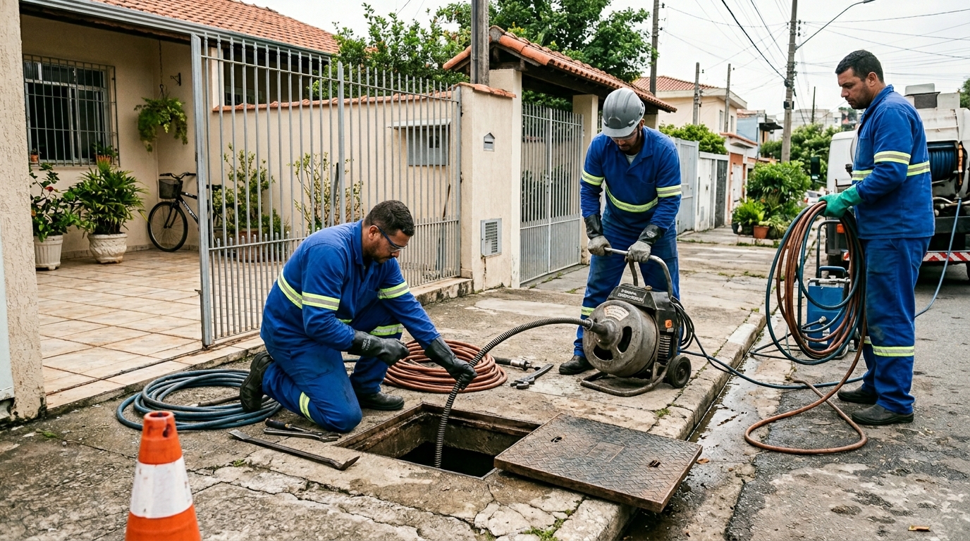Equipe de desentupimento de esgoto em Fortaleza-CE