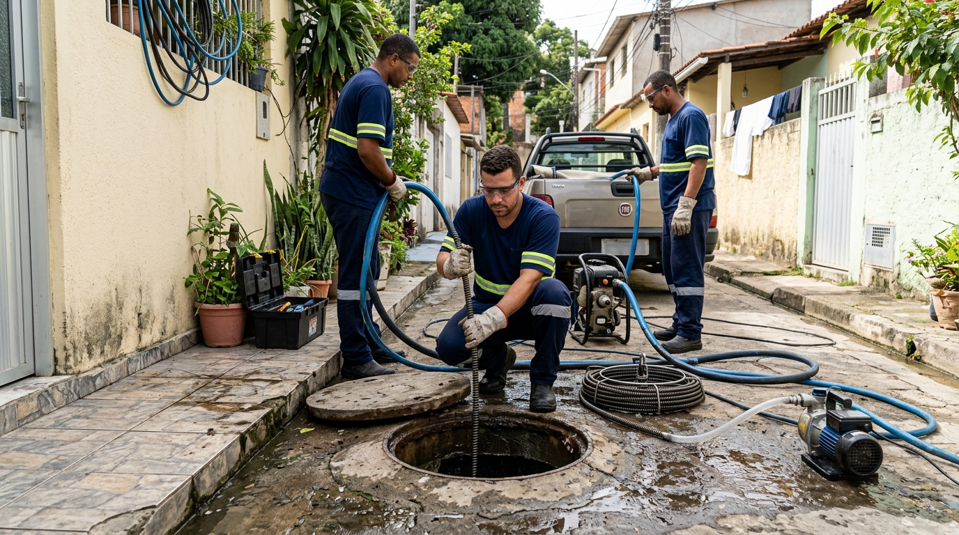 Desentupimento de esgoto com hidrojateamento em Fortaleza-CE