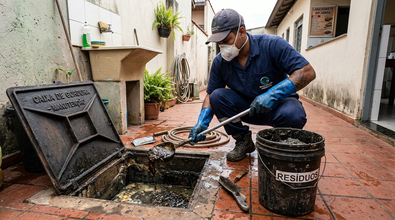 Remoção de lodo de caixa de gordura em Fortaleza-CE